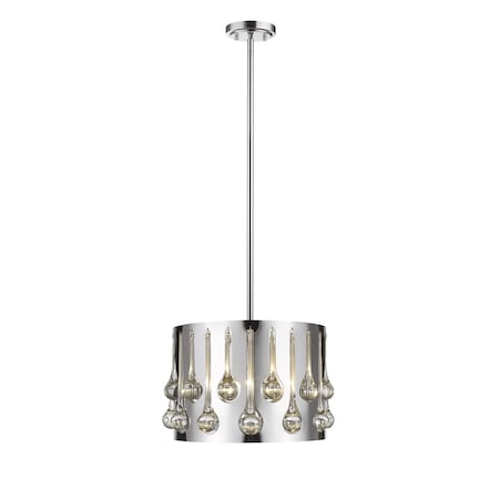 Oberon 3 Light Pendant, Chrome+ Crystal